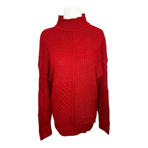 NEW American Eagle AE‎ XS Red Soft & Cozy Mixed Stitch Sweater NWT - Picture 1 of 8